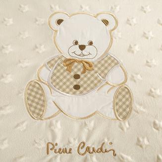 Koc Pierre Cardin BABY4 110x140 Pierre Cardin Eurofirany beżowy biały gwiazdki miś