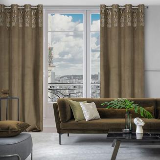 Zasłona gotowa na przelotkach LIZA 140x250 Eurofirany beżowy/złoty