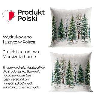 Poszewka dekoracyjna świąteczna LAS ZIMĄ 40x40 welwetowa zielona