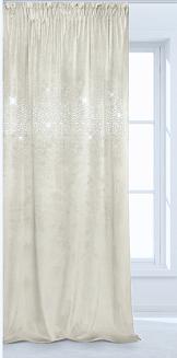Zasłona gotowa na taśmie Shiny 140x270 welurowa z kryształkami jasnobeżowa