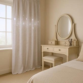 Zasłona gotowa na taśmie Shiny 140x270 welurowa z kryształkami jasnobeżowa