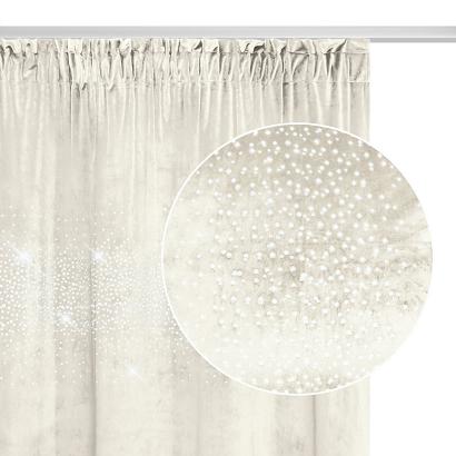 Zasłona gotowa na taśmie Shiny 140x270 welurowa z kryształkami jasnobeżowa