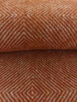 Koc wełniany z frędzlami 150x200 DIAGONAL wełna nowozelandzka terakota