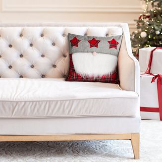 Poszewka dekoracyjna świąteczna 45x45 Eurofirany czerwona srebrna krata broda św. Mikołaja