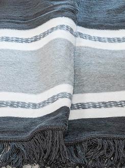 Koc bawełniano-akrylowy 150x200 szare grafitowe pasy wzór 1228-2