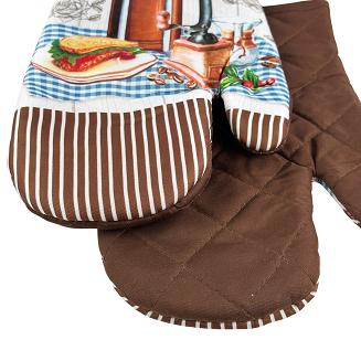Rękawice kuchenne 18x27 z magnesem 2 szt. brązowe zaparzacz do herbaty