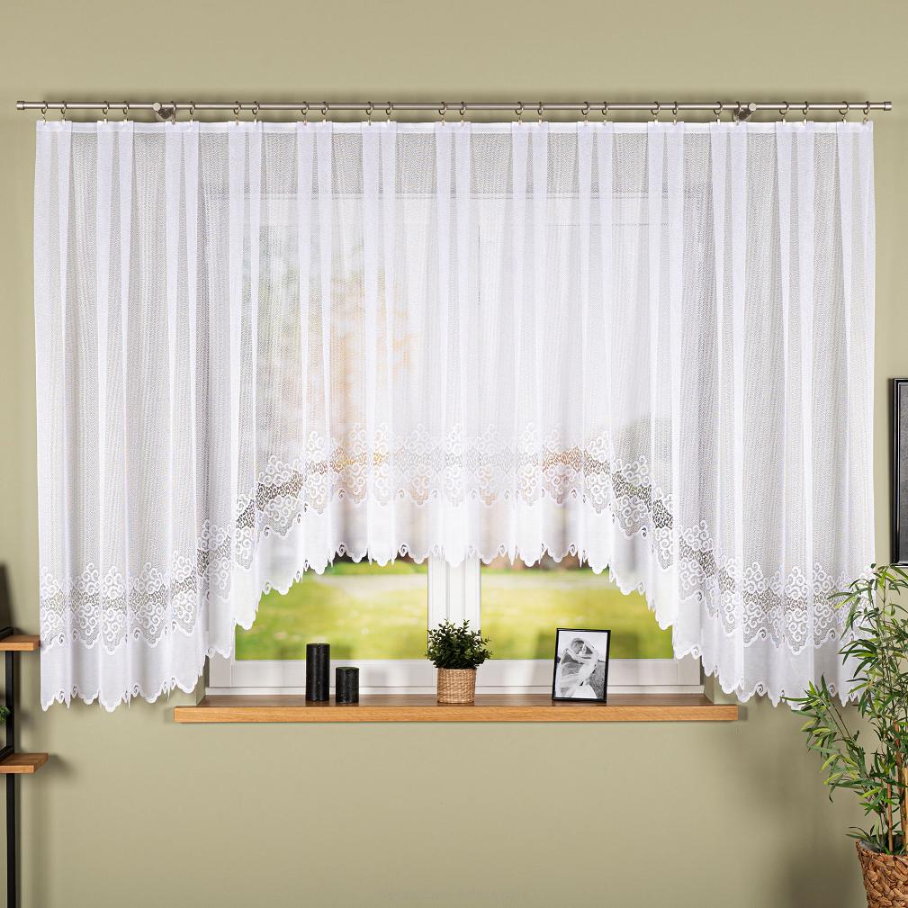 Firanka żakardowa gotowa na żabki MODESTA 500x160 biała