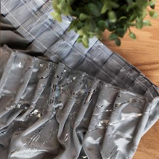 Zasłona gotowa na taśmie MARMA 140x250 jasnoszara ze srebrnym nadrukiem