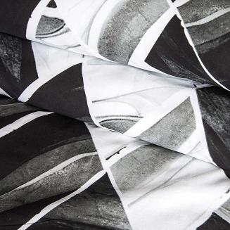 Pościel bawełniana COTTONLOVE 160x200 biała czarna geometryczne romby