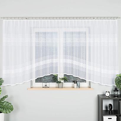 Firanka żakardowa gotowa na żabki KLAUDYNA 520x160 biała