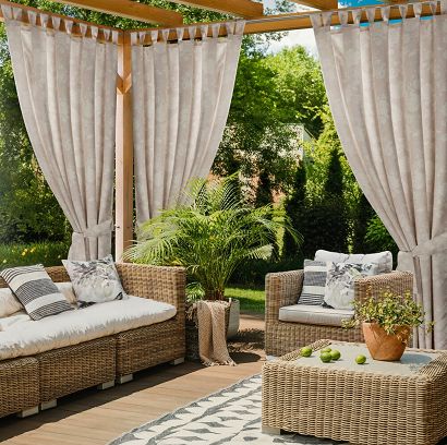 Zasłona gotowa na szelkach wodoodporna GARDEN 155x240 ogrodowa pudrowa
