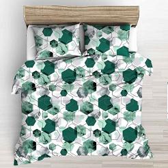 Pościel z kory 160x200 szmaragdowa biała geometria