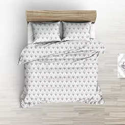 Pościel z kory 180x200 biała szara roślinna arabeska