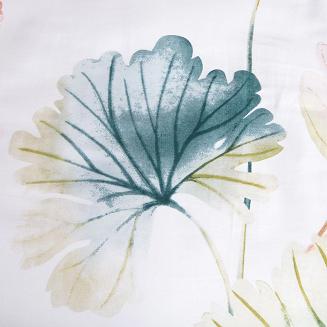 Pościel satyna bawełniana SATYNLOVE 160x200 biała w pastelowe liście