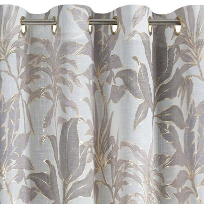 Zasłona gotowa na przelotkach ANELI 135x250 Eurofirany beżowa w stylu eko w liście