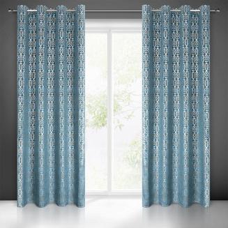 Zasłona gotowa na przelotkach LAURA 140x250 Eurofirany niebieski/złoty