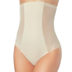 Wysokie majtki modelujące z przezroczystymi panelami po bokach Vekna beżowe