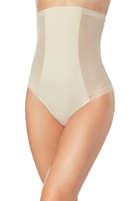 Wysokie majtki modelujące z przezroczystymi panelami po bokach Vekna beżowe