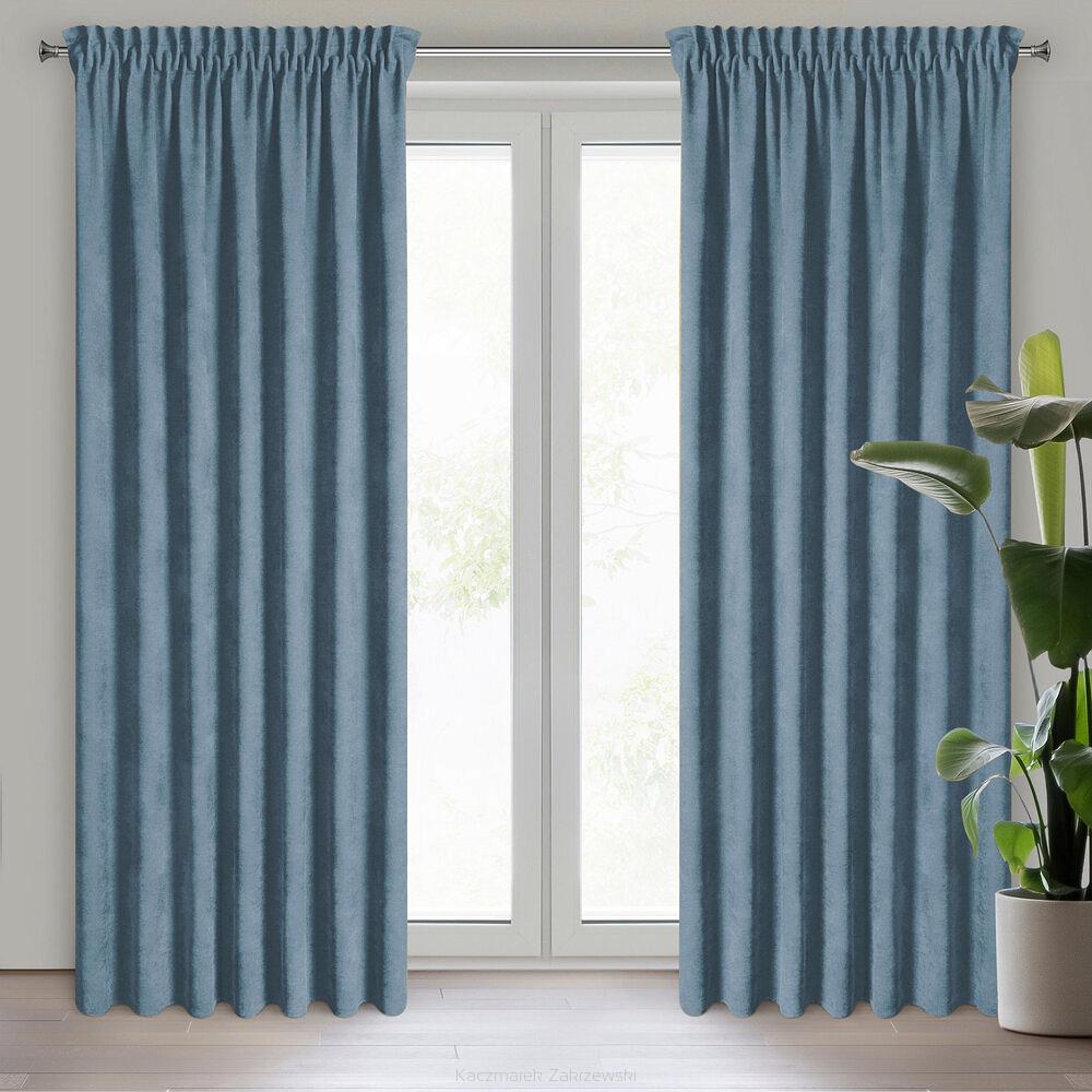 Zasłona gotowa na taśmie DORA Eurofirany niebieski