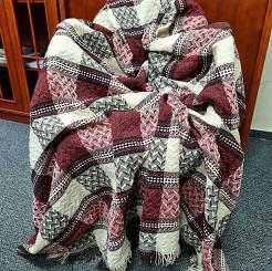 Komplet dekoracyjny narzuta 170x205 + 2x 60x170 bordowa kremowa brązowa krata jodełka