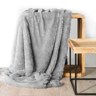 Koc narzuta włochacz TIFFANY 150x200 srebrny