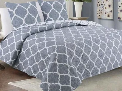 Narzuta dekoracyjna z poszewkami TAVIRA 220x240 meridian grey szara koniczyna maroko