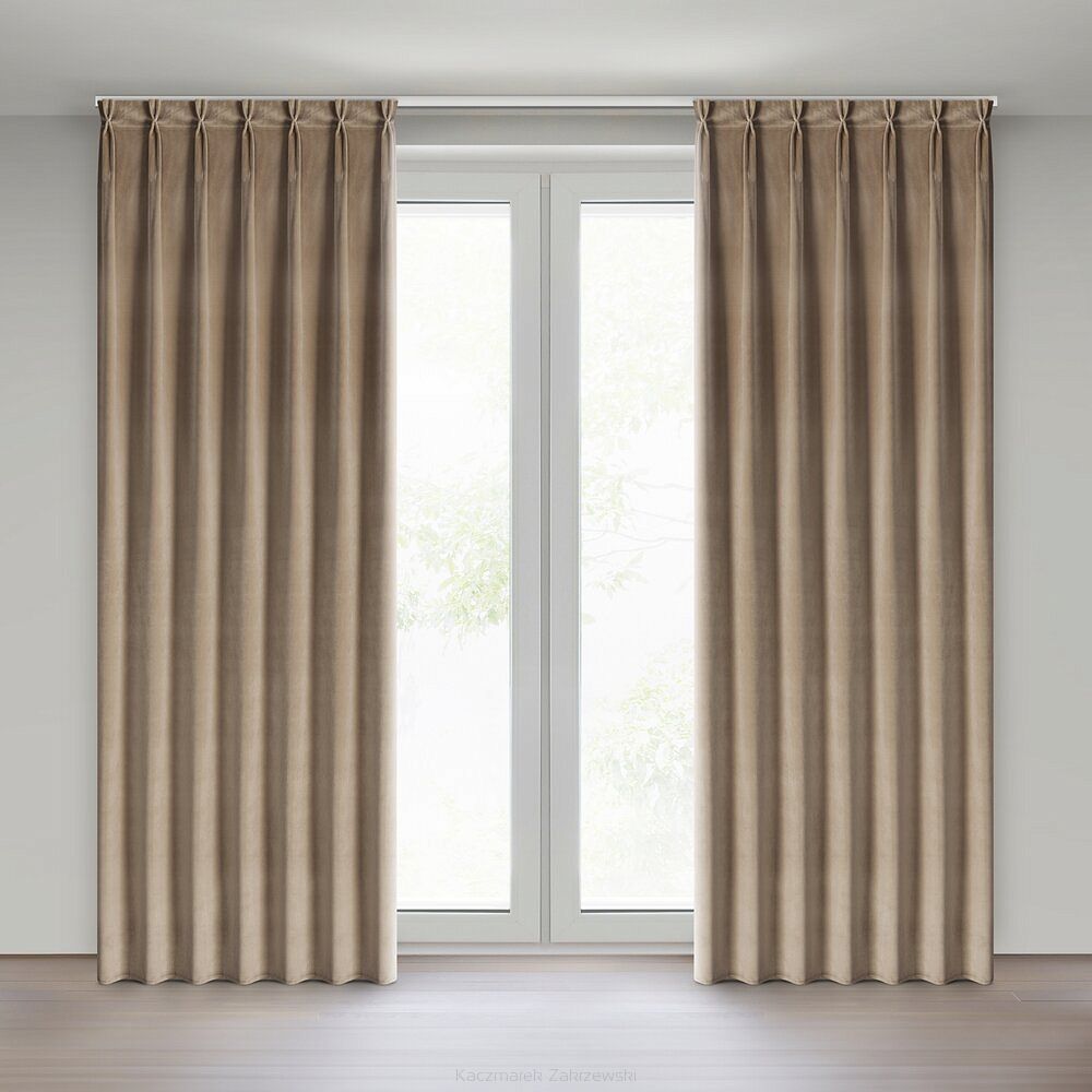 Zasłona gotowa MELANIE 140x270 Eurofirany ciemnobeżowy