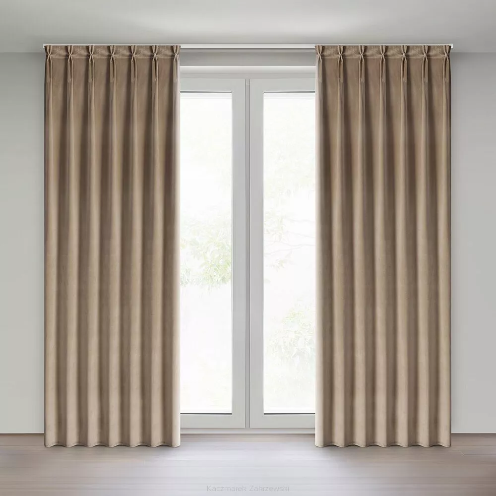 Zasłona gotowa MELANIE 140x270 Eurofirany ciemnobeżowy