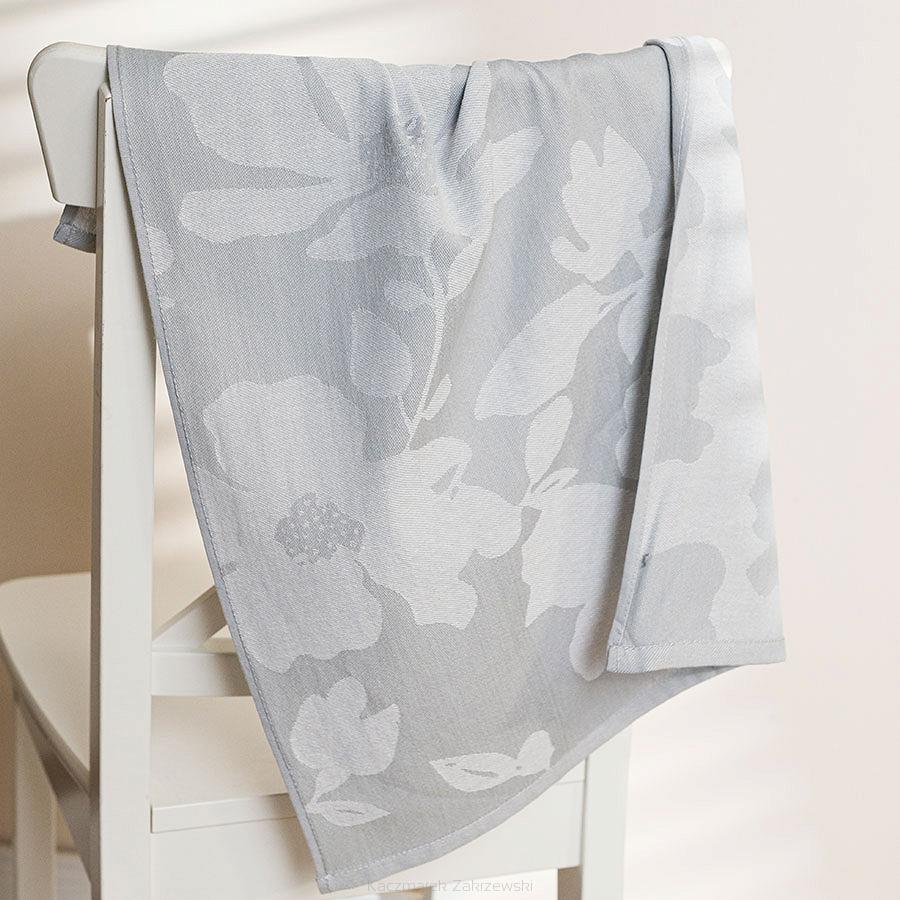 Ścierka kuchenna bawełna egipska SOFIKO 50x70 kwiaty szara srebrna