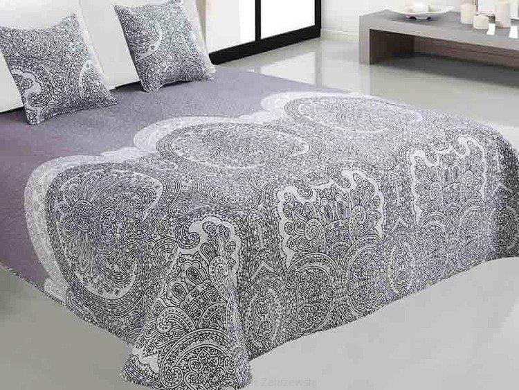 Narzuta dekoracyjna z poszewkami TAVIRA 220x240 grafitowa orientalny wzór