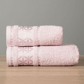 Ręcznik bawełniany PAOLA 70x140 pudrowy z bordiurą w rozety
