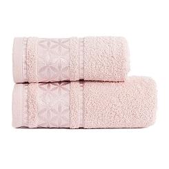 Ręcznik bawełniany PAOLA 70x140 pudrowy z bordiurą w rozety