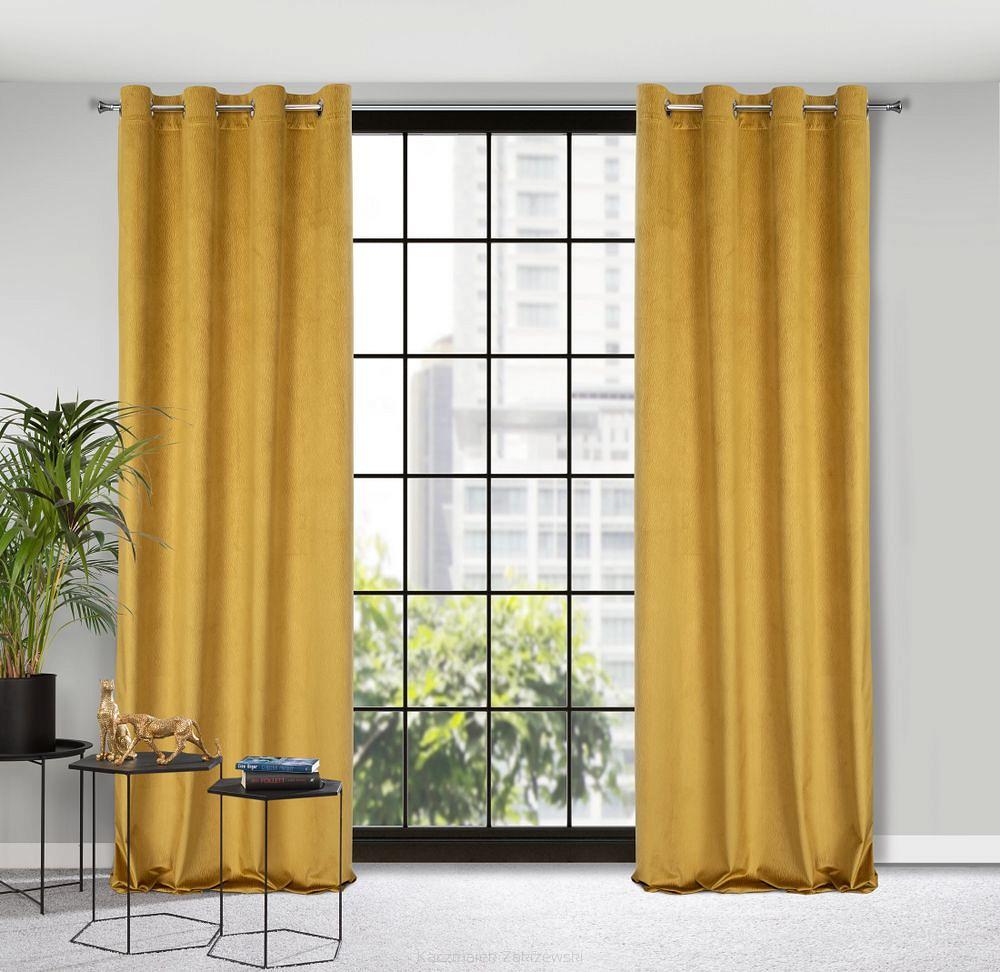 Zasłona gotowa na przelotkach LILI 140x250 Eurofirany miodowy