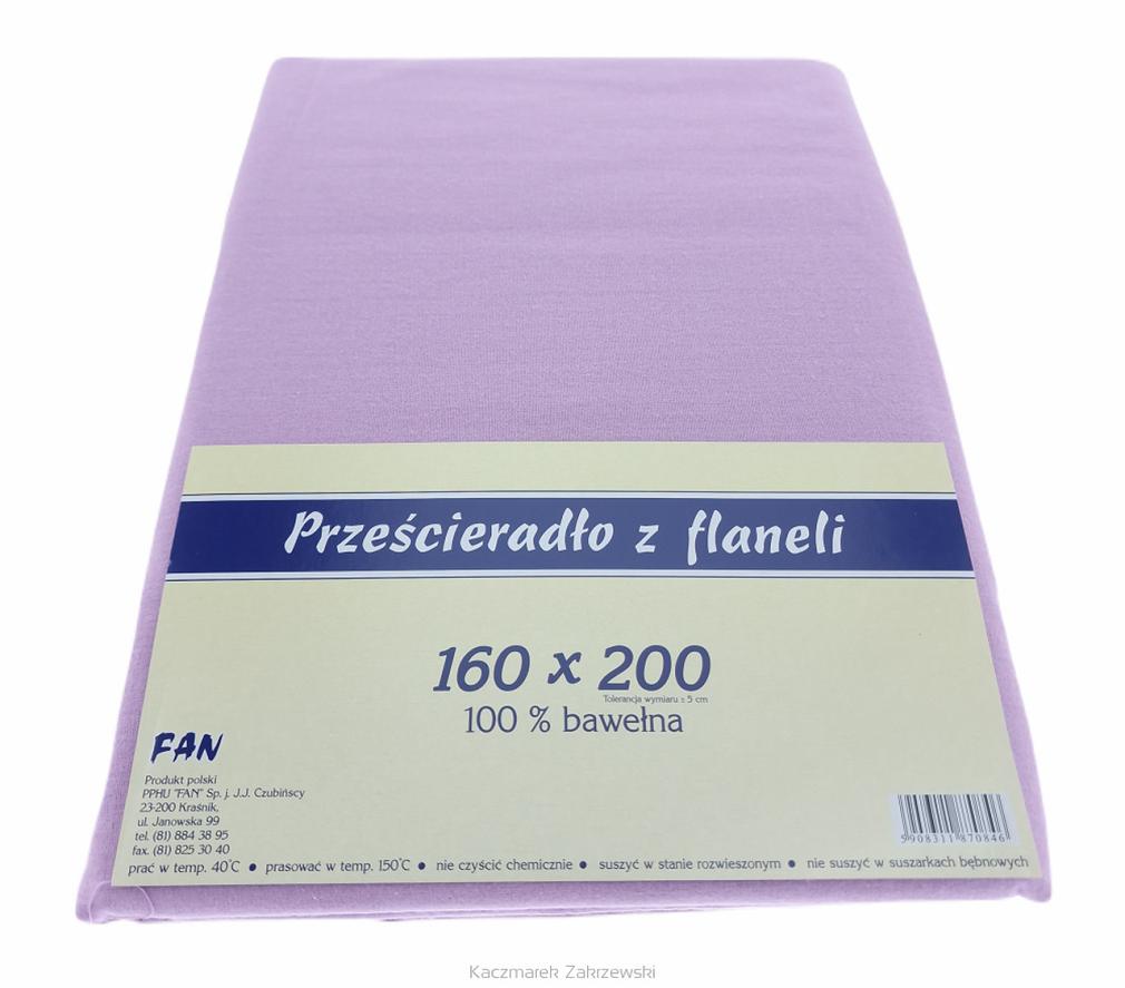 Prześcieradło flanelowe 160x200 FAN wrzosowe