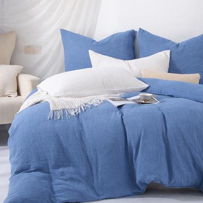 Pościel bawełniana MUŚLINOWA 160x200 niebieska