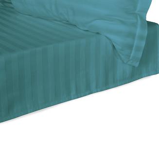 Prześcieradło satyna bambusowo-bawełniana STRIPE SEA TURQUOISE 220x260 Darymex jednokolorowe turkus
