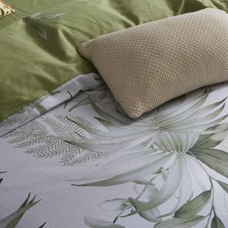 Biała Pościel w Liście Satyna Bawełniana 160x200 Y020