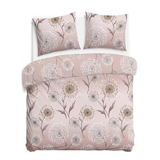 Pościel flanelowa FLANELOVE 160x200 delikatne dmuchawce na beżowym tle