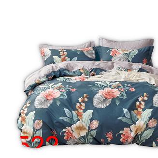 Pościel satynowa 160x200 wzór egzotyczne kwiaty