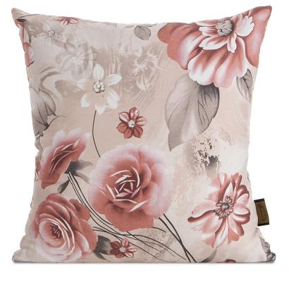 Poszewka dekoracyjna SPRING 40x40 Eurofirany pudrowy róż beżowa w romantyczne kwiaty