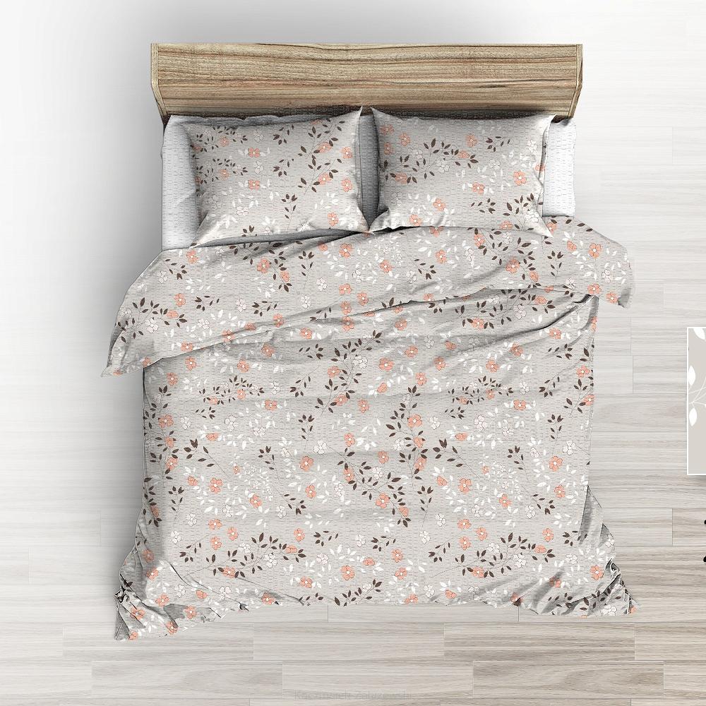 Pościel z kory 200x220 beżowa roślinna łączka