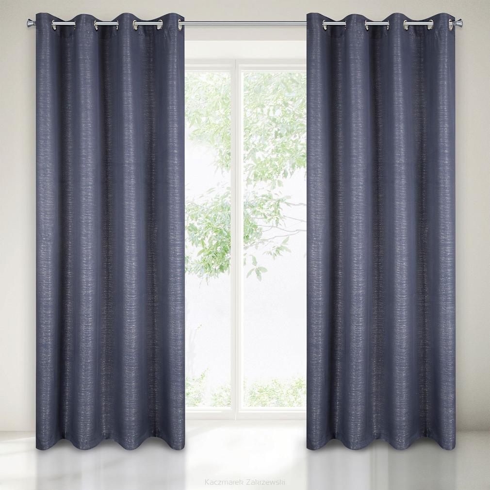 Zasłona gotowa na przelotkach ANJA 140x250 Eurofirany granatowy