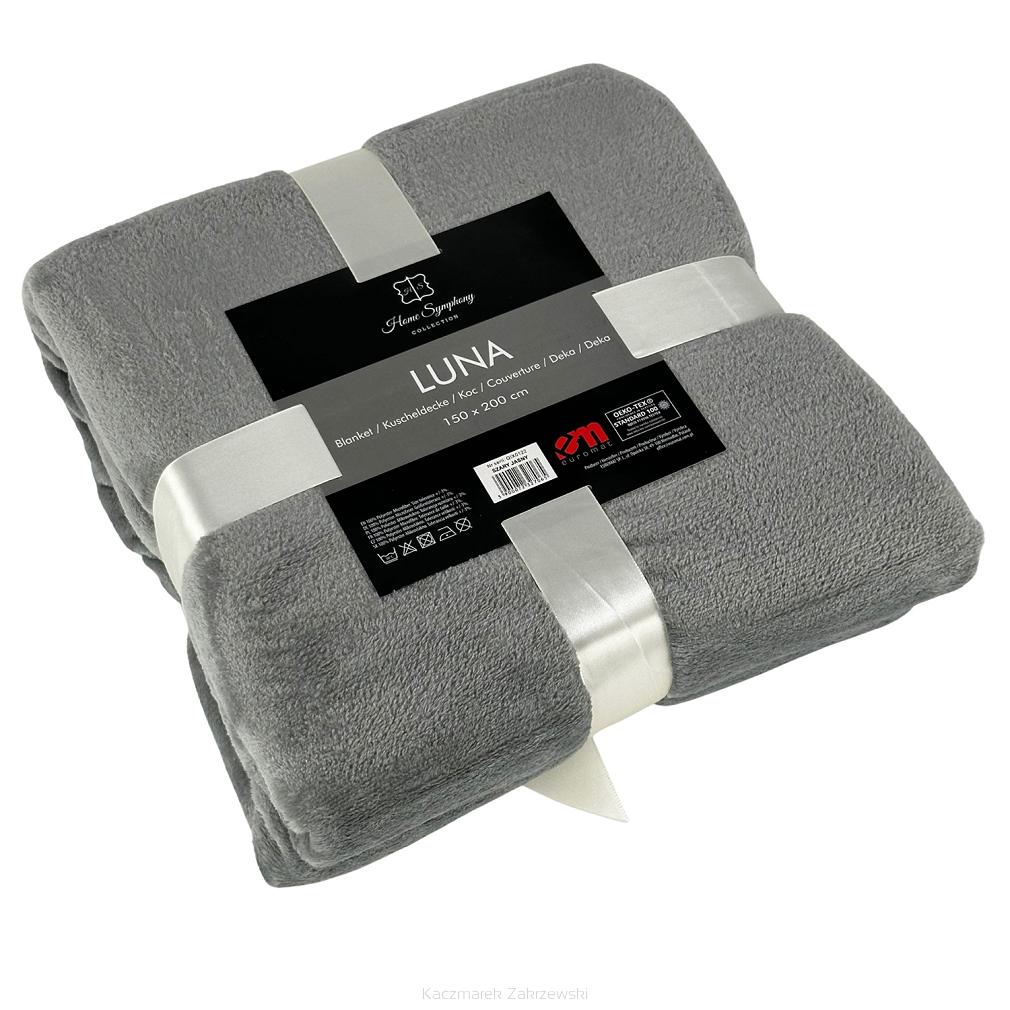 Koc narzuta na łóżko LUNA 150x200 jednobarwny jasnoszary