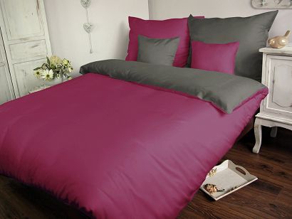 Pościel satyna bawełniana 140x200 SOFIA  szara fioletowa