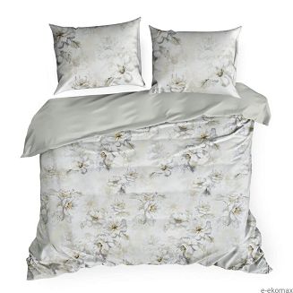 Pościel satynowa SPRING 220x200 Eurofirany szara beżowa nostalgiczne kwiaty