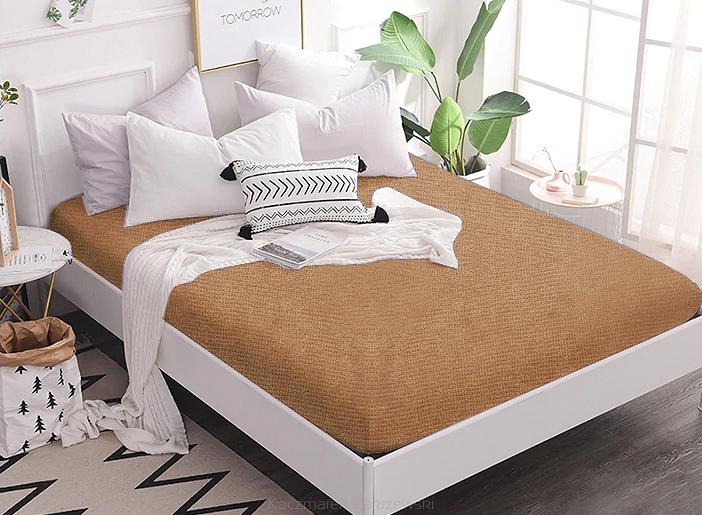 Prześcieradło frotte z gumką 90x200 beżowe