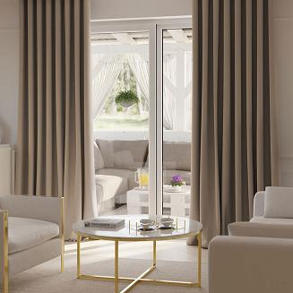 Zasłona gotowa na taśmie 140x250 SUPER BLACKOUT zaciemniająca ciemnobeżowa