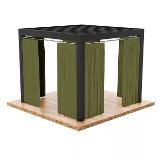 Zasłona gotowa na taśmie GARDENIA 140x250 wodoodporna ogrodowa ciemny szarozielony