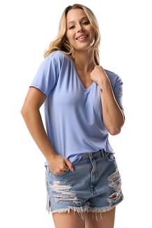 Bluzka damska z krótkim rękawem SERINA błękitna