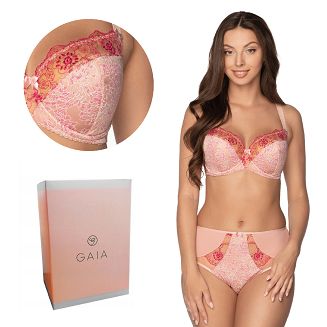 Biustonosz GAIA Semi-Soft Desiree 1195 półusztywniany różowy w kwiaty